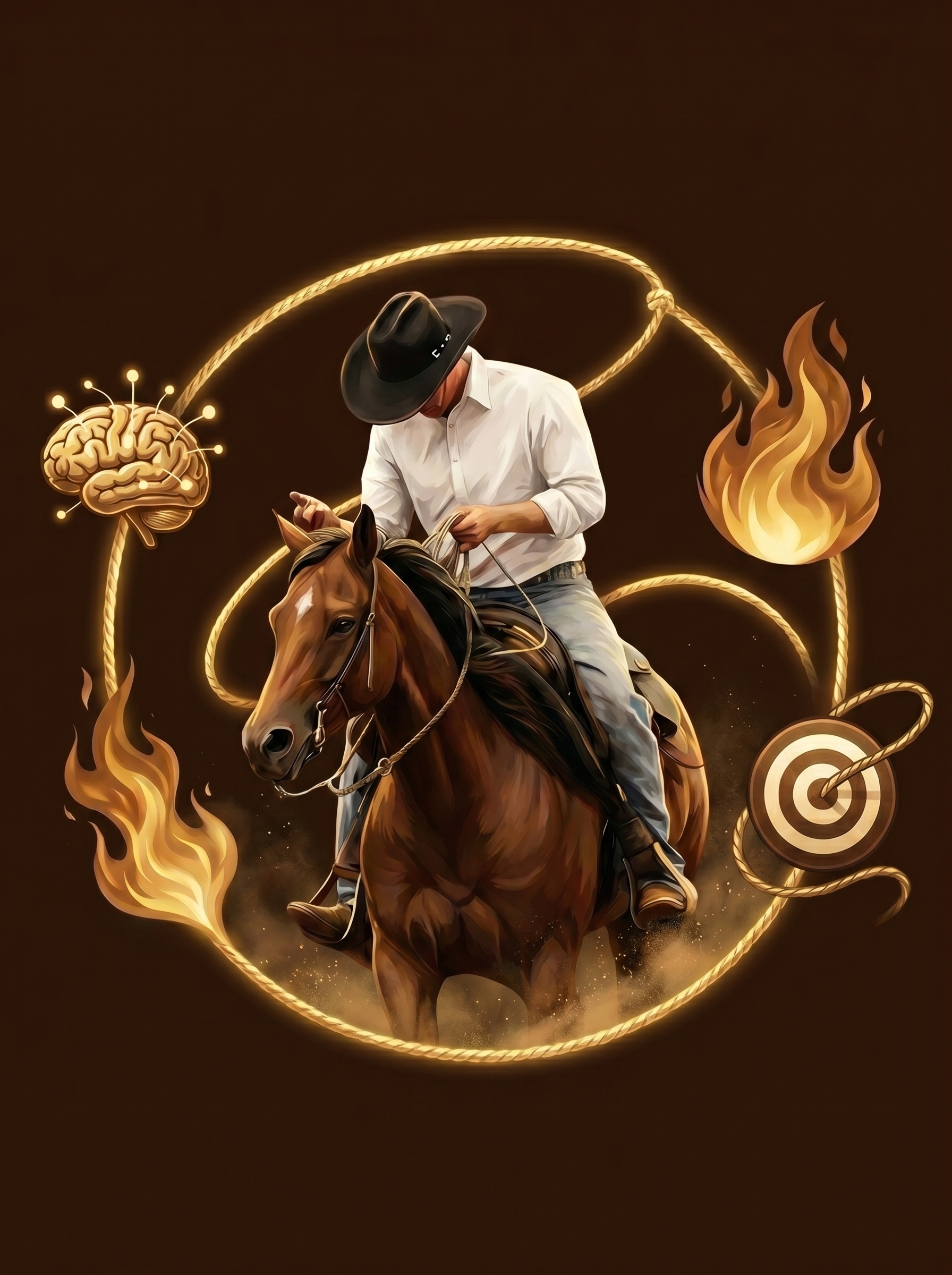 Ilustração de um laçador competindo na arena